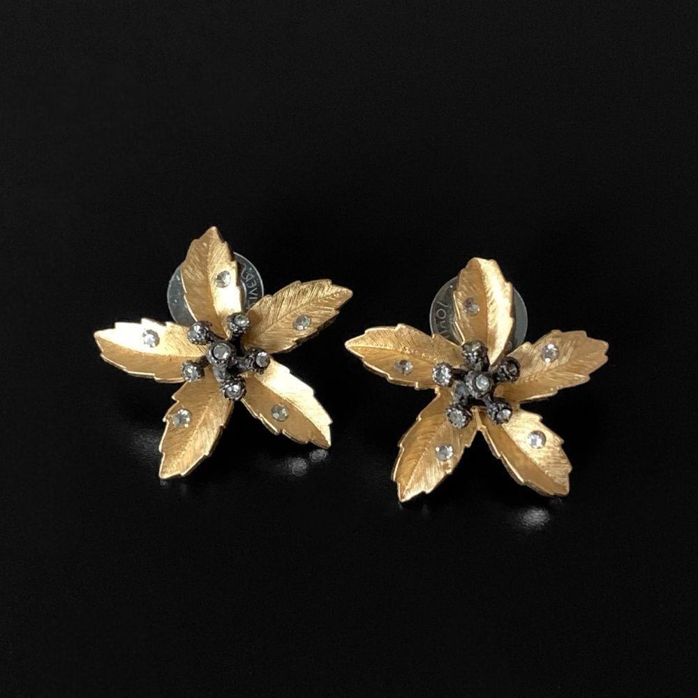 Vintage Joan Rivers Crystal Cactus Flower Earrings